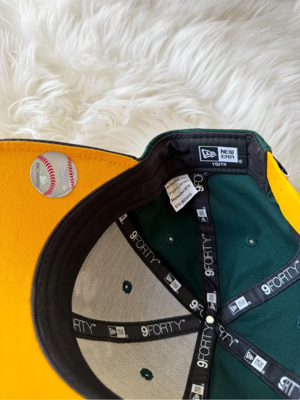 New Era Kids A’s Baseball Hat with Printed Brim